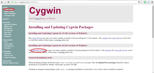 Strarting with Cygwin