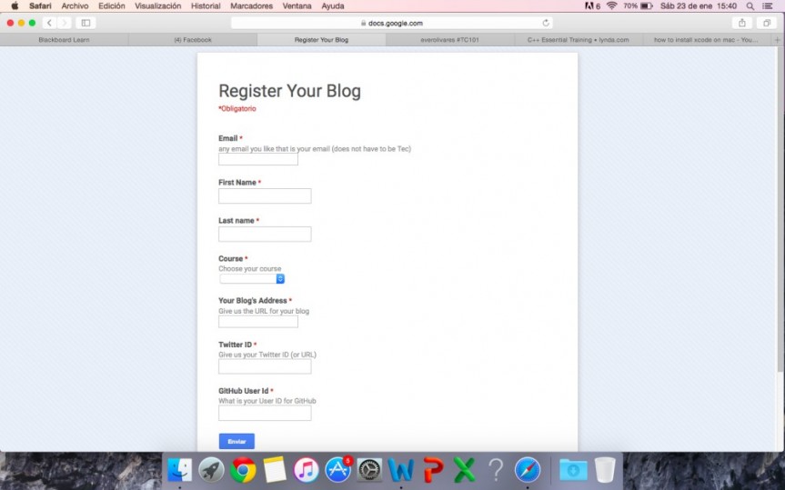 Blog registration