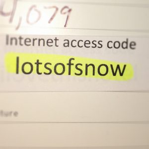 Image showing a wifi password "lotsofsnow"
