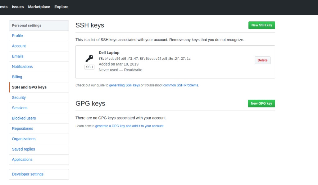 GitHub, SSH and keys